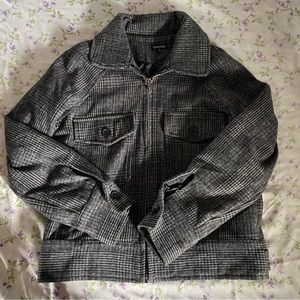 Camellia zippered plaid jacket